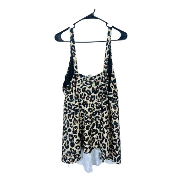 NWT Aqua Eve Womens Leopard Swim Tankini Adjustable Straps Padded Brown 26W - Picture 2 of 7